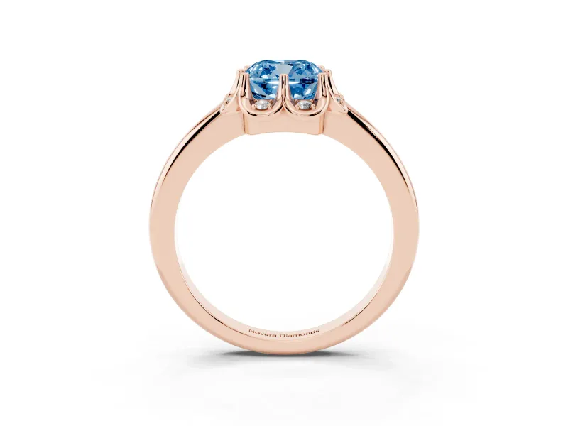 Cushion Cut Petal Halo Engagement Ring Setting for a Fancy Blue Lab-Grown Diamond | Rose Gold