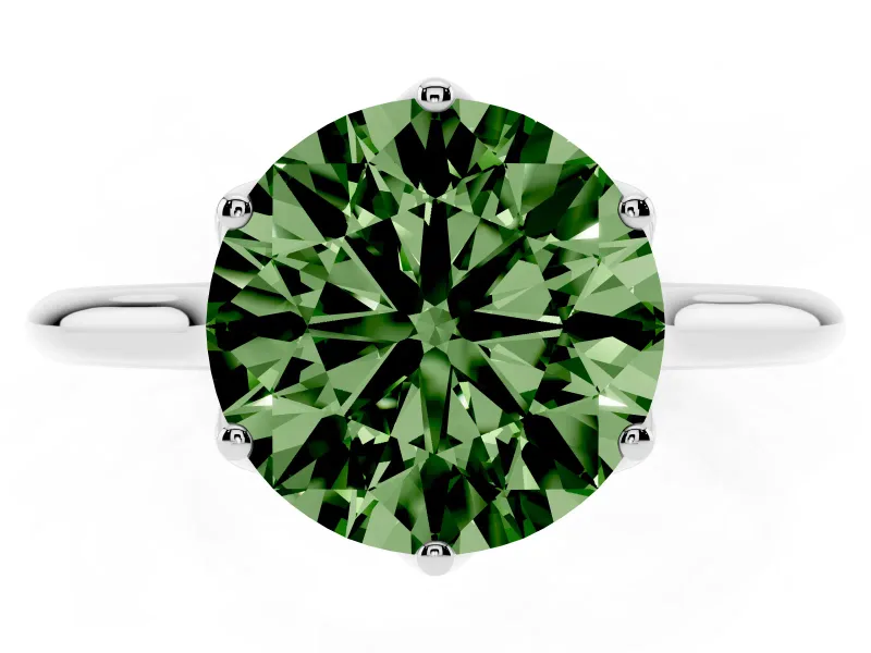 Round Cathedral Solitaire Engagement Ring Setting for a Fancy Green Lab-Grown Diamond | Tulip Gallery | Sterling Silver