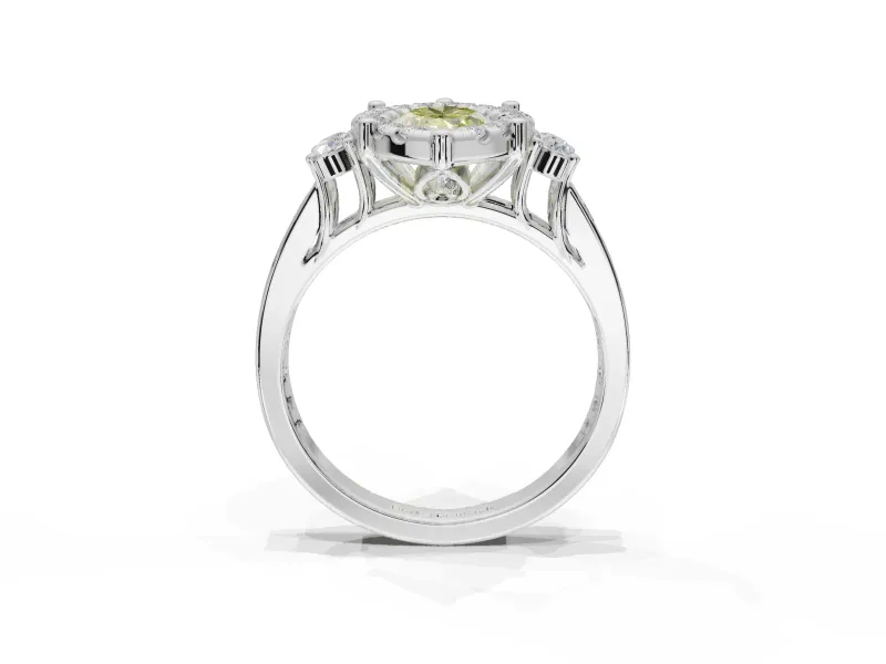 Marquise Halo Engagement Ring Setting for a Fancy Yellow Lab-Grown Diamond | Graduated Channel Band | Platinum