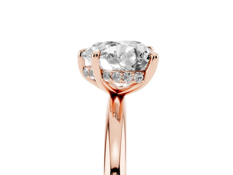Heart Cut Diamond Solitaire Ring Set in Rose gold with Thin Band and Prong Setting
