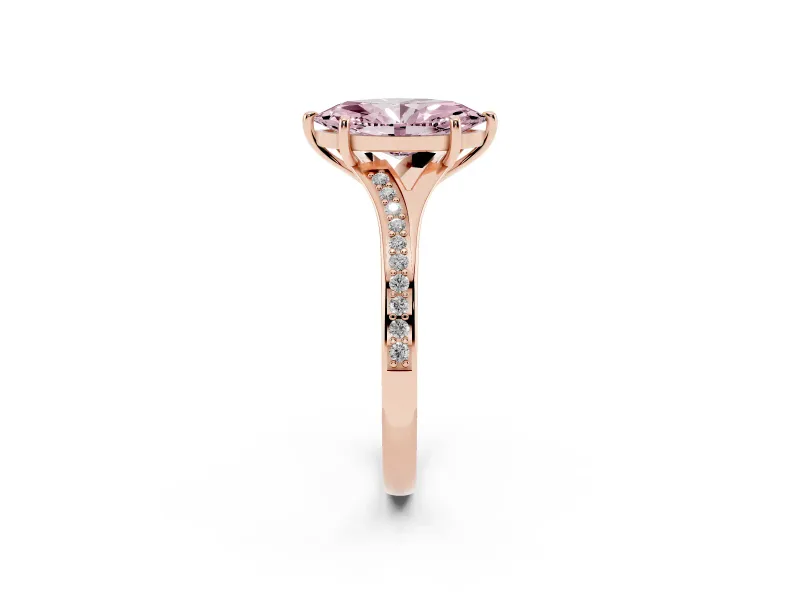 Marquise Pave Solitaire Engagement Ring Setting for a Fancy Pink Lab-Grown Diamond | Sweeping Shoulders | Rose Gold