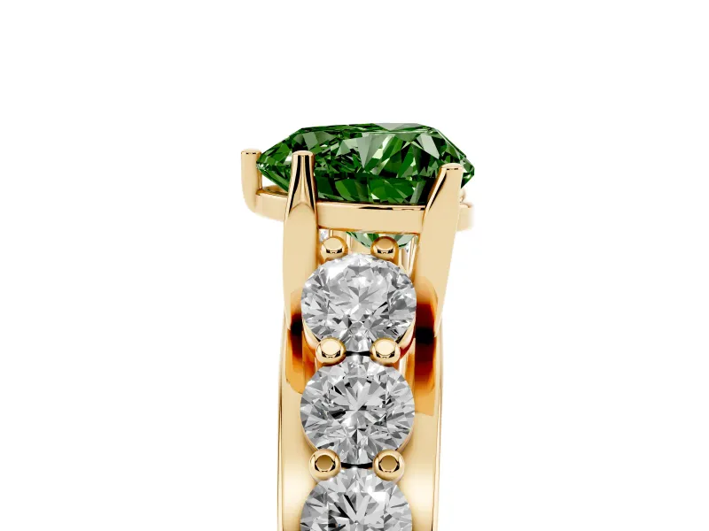 Heart-Shaped Engagement Ring Setting for a Fancy Green Lab-Grown Diamond | Yellow Gold - Design NV-24645
