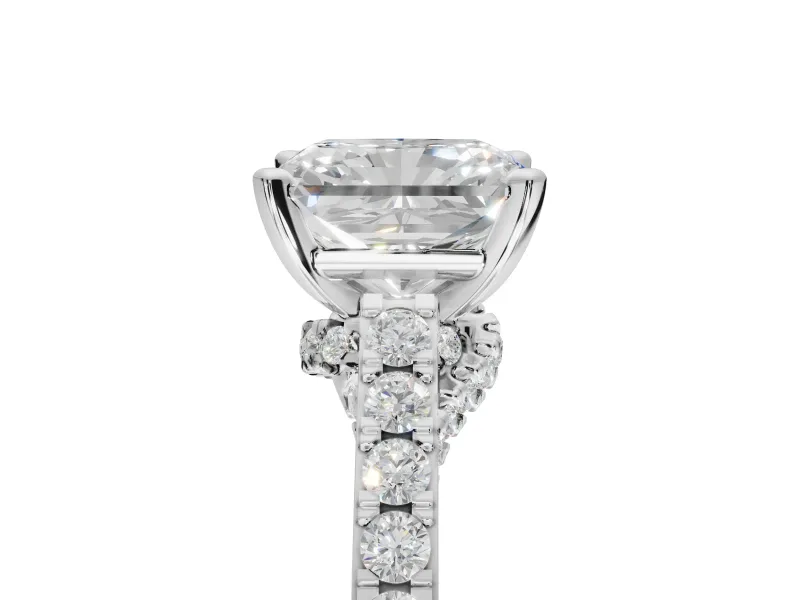 Radiant Cut Pavé Solitaire Engagement Ring Setting | Crossover Gallery | Platinum