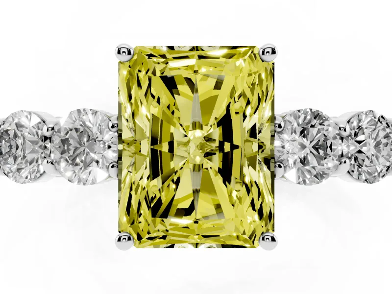 Radiant Cut 5 Stone Engagement Ring Setting for a Fancy Yellow Lab-Grown Diamond | Platinum