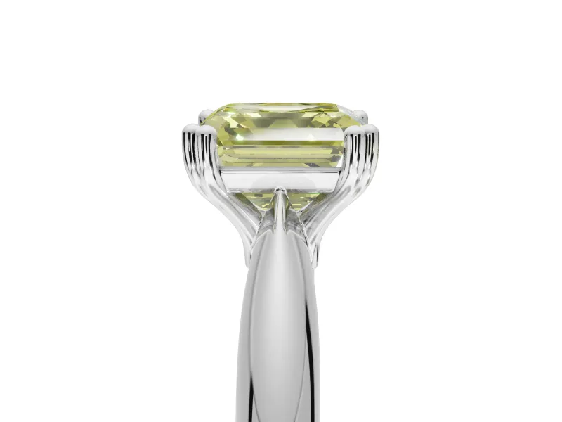 Princess Cut Tapered Solitaire Engagement Ring Setting for a Fancy Yellow Lab-Grown Diamond | Sterling Silver