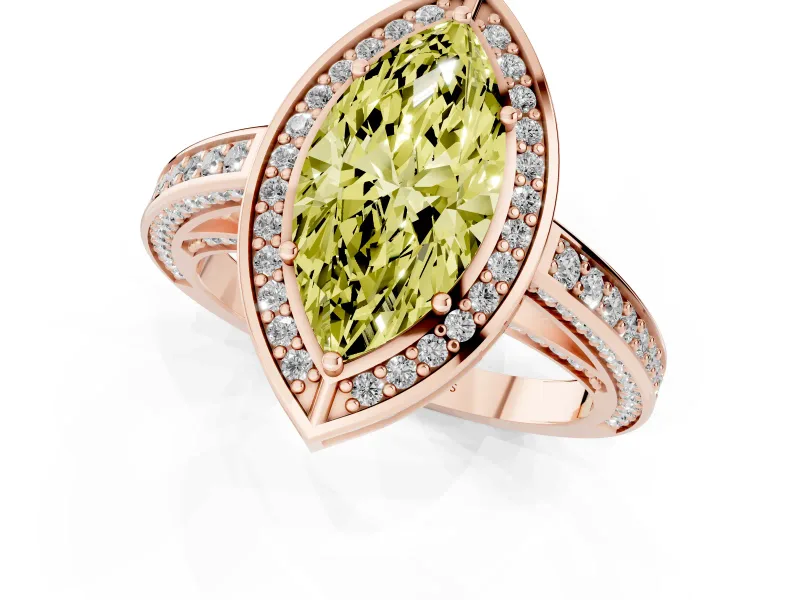 Marquise Sectioned Halo Engagement Ring Setting for a Fancy Yellow Lab-Grown Diamond | Rose Gold