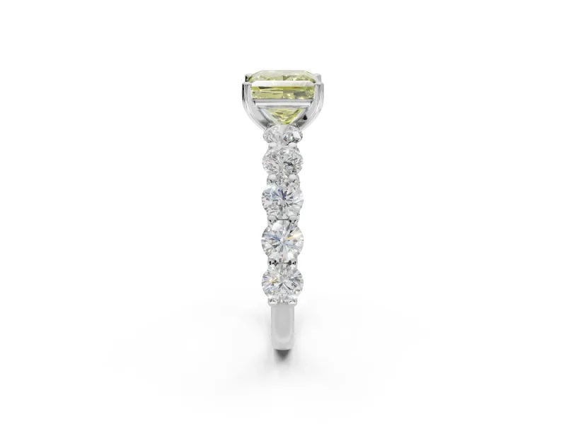 Princess Cut Engagement Ring Setting for a Fancy Yellow Lab-Grown Diamond | White Gold - Design NV-24455