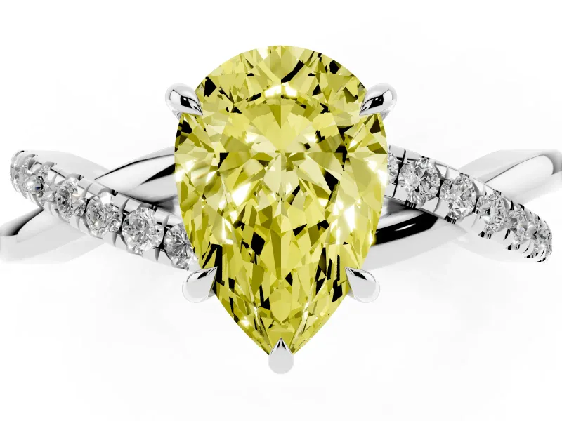 Pear-Shaped Crossover Engagement Ring Setting for a Fancy Yellow Lab-Grown Diamond | Platinum