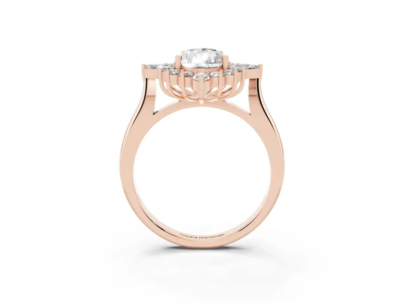 Pear-Shaped Cluster Halo Engagement Ring Setting | Rose Gold