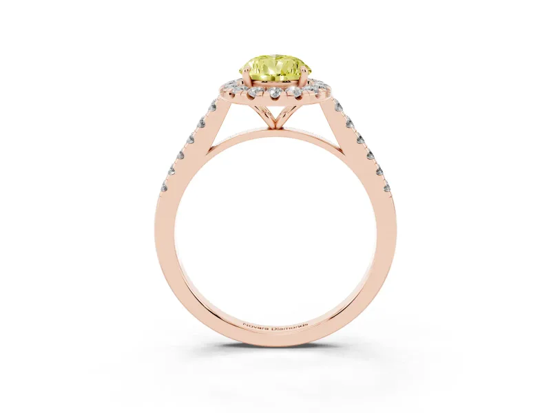 Pear-Shaped Halo Engagement Ring Setting for a Fancy Yellow Lab-Grown Diamond | Pave Shoulders | Rose Gold