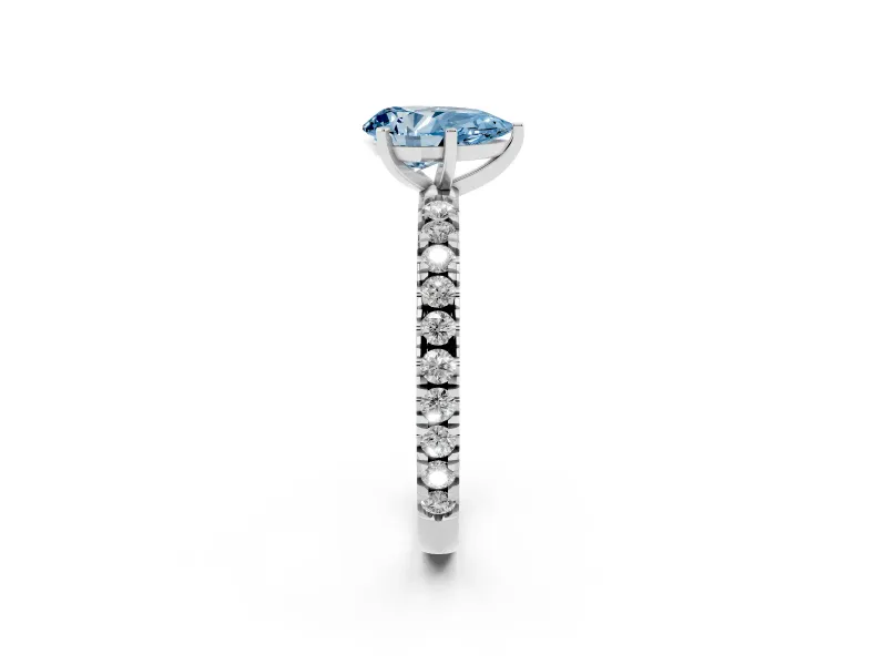 Pear-Shaped Pavé Engagement Ring Setting for a Fancy Blue Lab-Grown Diamond | Sterling Silver