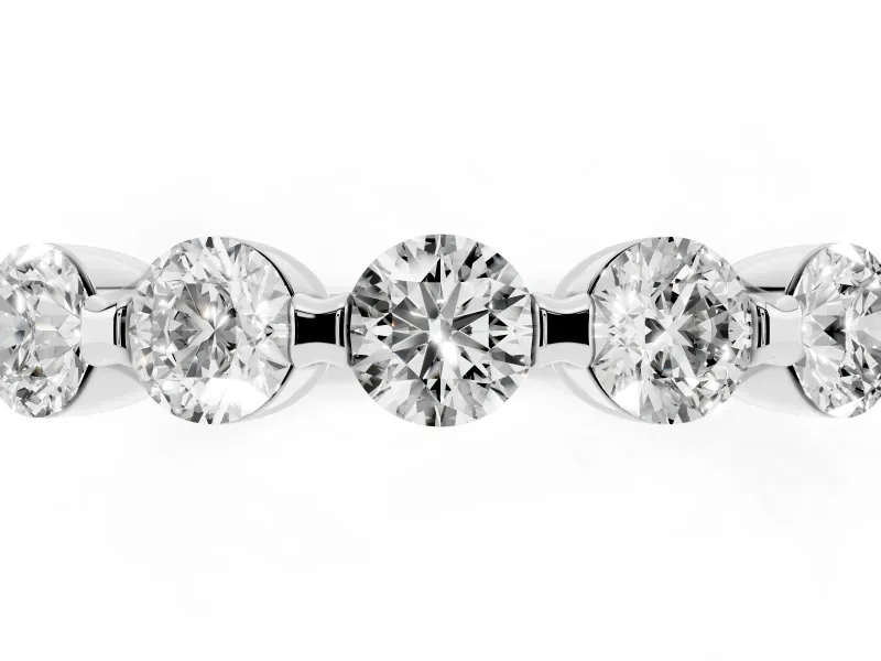 Five-Stone Round Diamond Half Eternity Bridal Band Set in Silver with Prong-Set Stones
