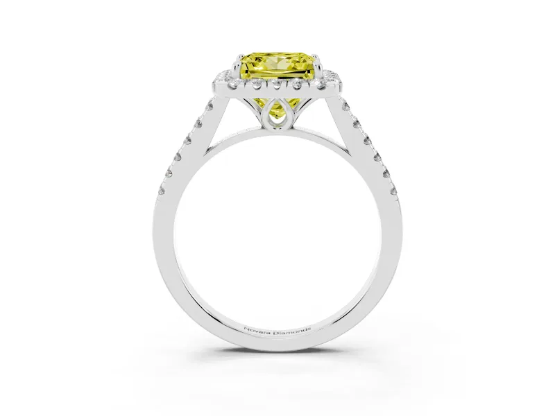 Princess Cut Raised Halo Engagement Ring Setting for a Fancy Yellow Lab-Grown Diamond | White Gold