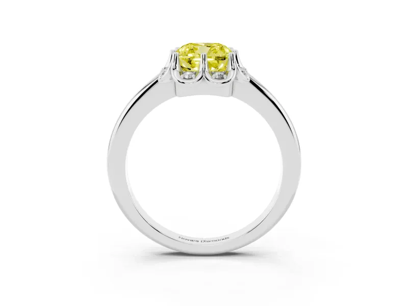 Cushion Cut Petal Halo Engagement Ring Setting for a Fancy Yellow Lab-Grown Diamond | Sterling Silver