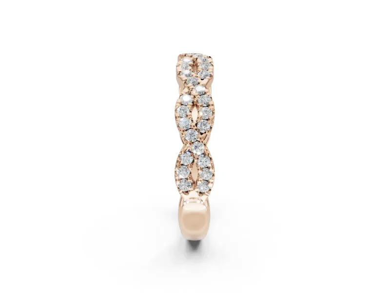Round Lab-Grown Diamond Twisted Pavé Half Eternity Band | Interwoven Strands | Rose Gold
