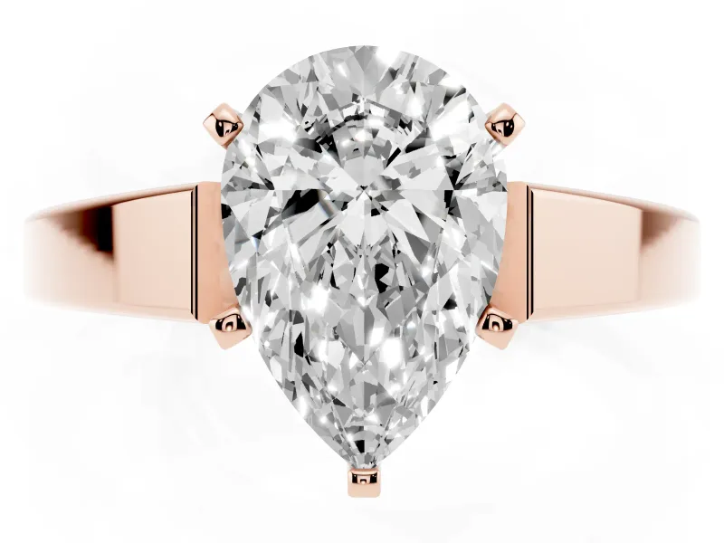 Pear-Shaped Cathedral Solitaire Engagement Ring Setting | Tapered Band | Rose Gold