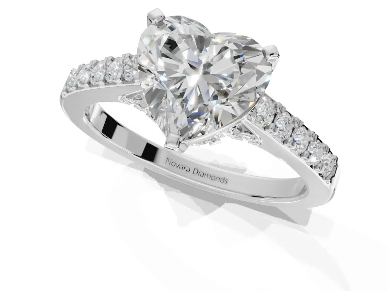 Heart-Shaped Pavé Solitaire Engagement Ring Setting | Crossover Gallery | Sterling Silver