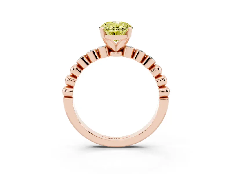 Oval Beaded Solitaire Engagement Ring Setting for a Fancy Yellow Lab-Grown Diamond | Rose Gold