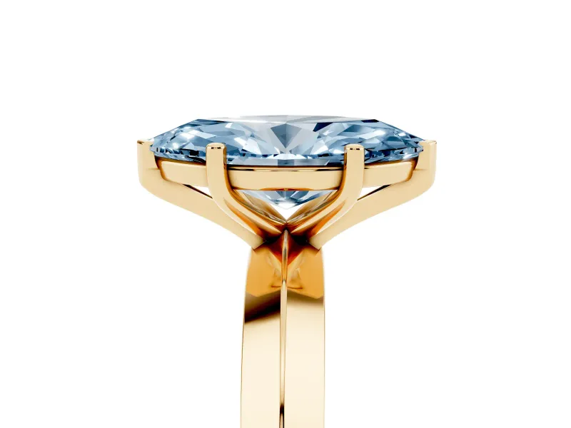 Marquise Knife-Edge Engagement Ring Setting for a Fancy Blue Lab-Grown Diamond | Yellow Gold