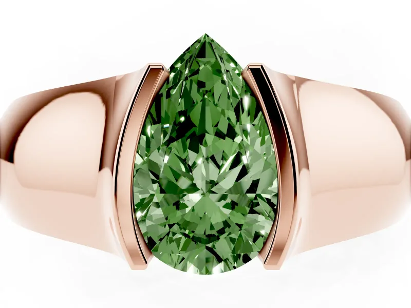 Pear-Shaped Half Bezel Solitaire Engagement Ring Setting for a Fancy Green Lab-Grown Diamond | Wide Band | Rose Gold