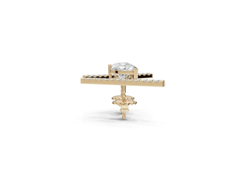 Pear-Shaped Lab-Grown Diamond Bar Stud Earrings | Micro Pavé Line | Yellow Gold