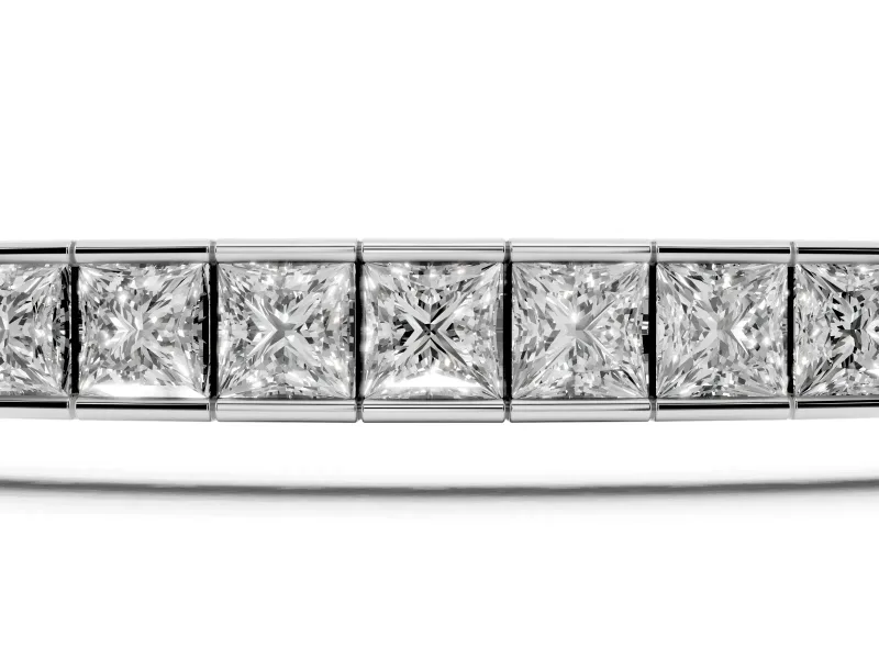 Princess Cut Lab-Grown Diamond Channel Set Tennis Bracelet | Box Clasp | White Gold