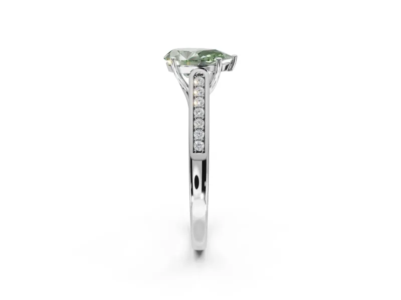Pear-Shaped Engagement Ring Setting for a Fancy Green Lab-Grown Diamond | White Gold - Design NV-24597