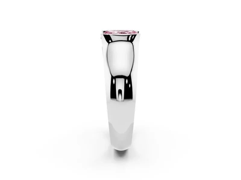Radiant Cut Half Bezel Solitaire Engagement Ring Setting for a Fancy Pink Lab-Grown Diamond | Wide Band | Platinum