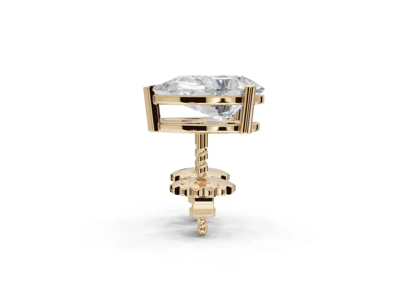 Round Lab-Grown Diamond Solitaire Basket Stud Earrings | Open Gallery | Yellow Gold