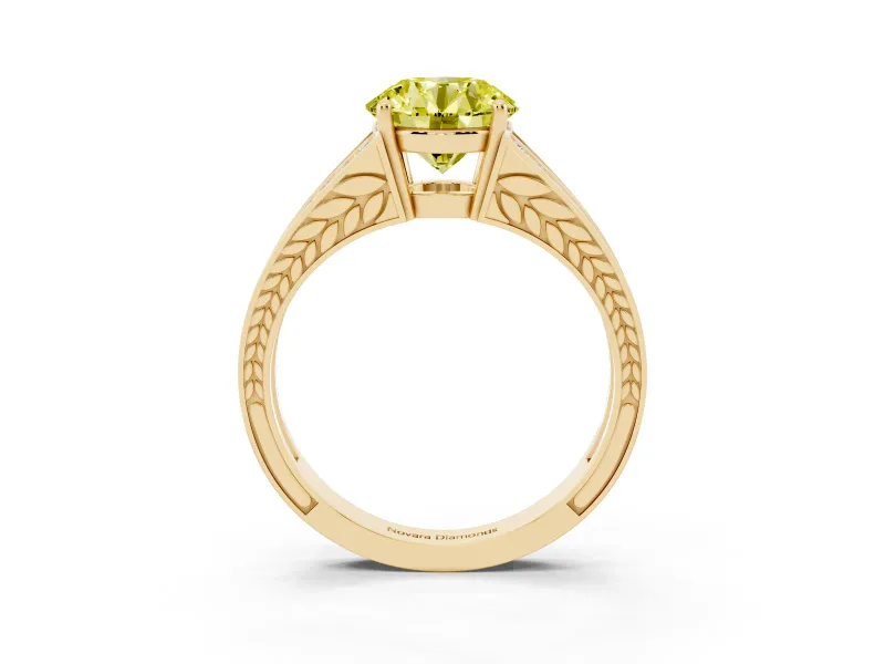 Round Split Shank Pavé Engagement Ring Setting for a Fancy Yellow Lab-Grown Diamond | Yellow Gold