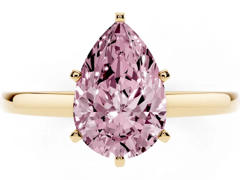Pear-Shaped Plain Engagement Ring Setting for a Fancy Pink Lab-Grown Diamond | Yellow Gold