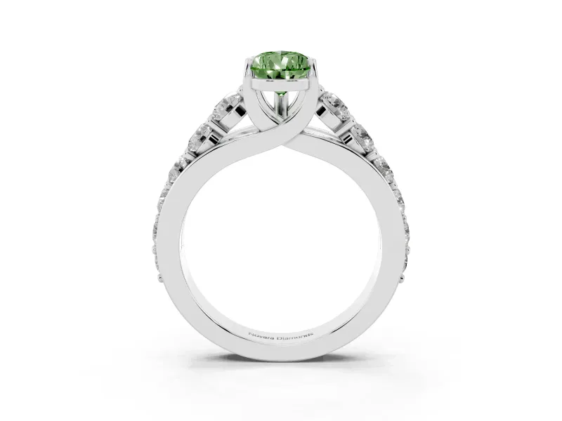 Pear-Shaped Engagement Ring Setting for a Fancy Green Lab-Grown Diamond | Sterling Silver - Design NV-24645