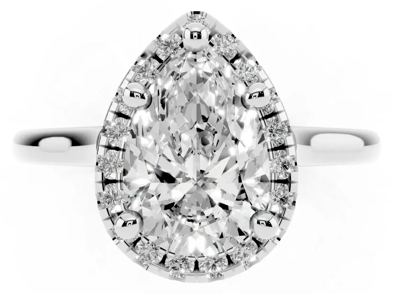 Pear-Shaped Halo Engagement Ring Setting | Plain Polished Band | Platinum