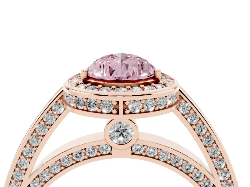 Pear-Shaped Sectioned Halo Engagement Ring Setting for a Fancy Pink Lab-Grown Diamond | Rose Gold
