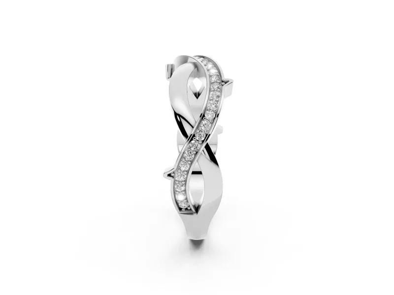 Round Diamond Pavé Twist Band Set in Silver with Bezel Setting