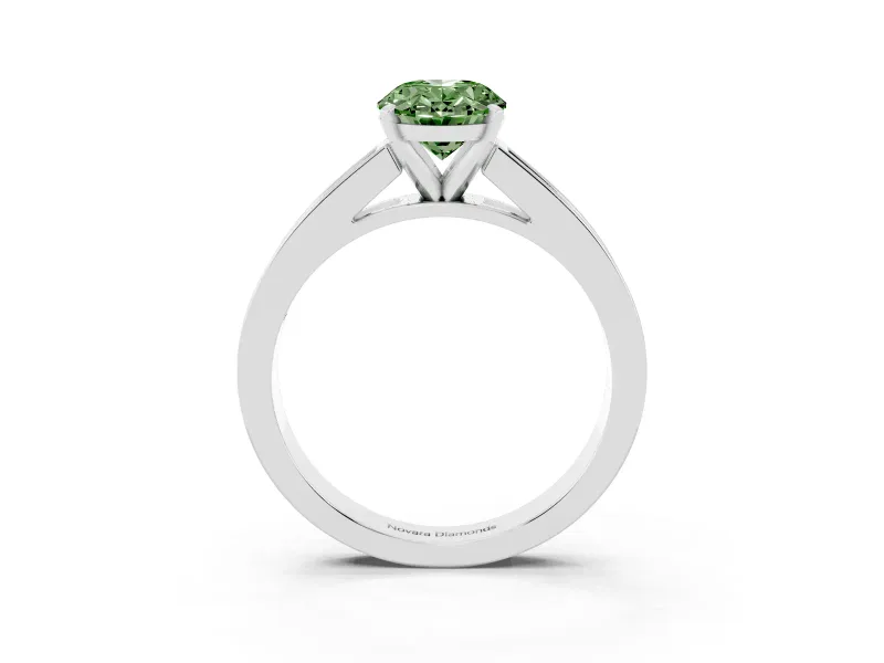 Oval Channel Engagement Ring Setting for a Fancy Green Lab-Grown Diamond | Sterling Silver