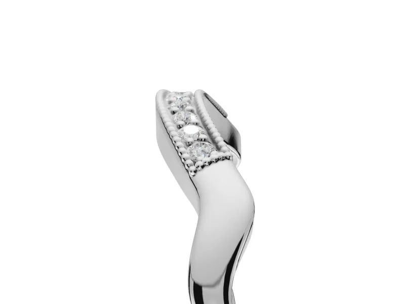 Round Lab-Grown Diamond Milgrain Deep Curve Wedding Band | Sculpted Shoulders | Sterling Silver