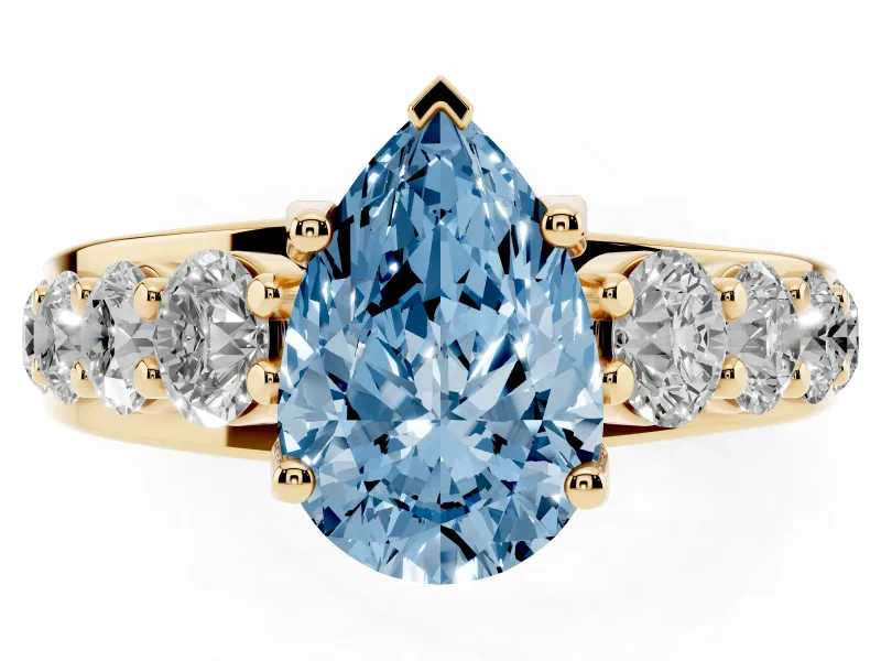 Pear-Shaped Engagement Ring Setting for a Fancy Blue Lab-Grown Diamond | Yellow Gold - Design NV-24645