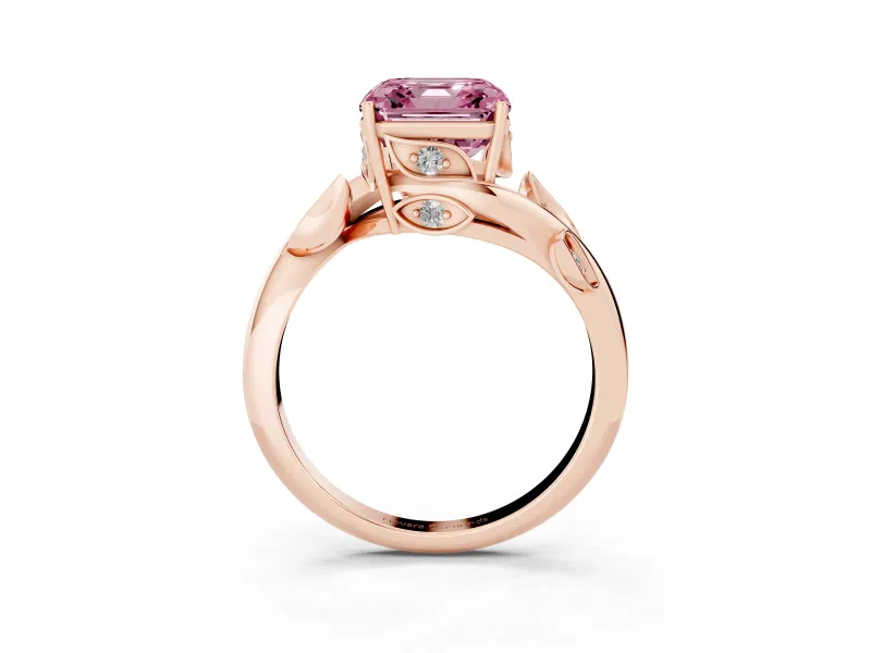 Asscher Cut Twisted Bypass Engagement Ring Setting for a Fancy Pink Lab-Grown Diamond | Rose Gold