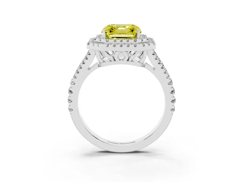 Asscher Cut Halo Engagement Ring Setting for a Fancy Yellow Lab-Grown Diamond | White Gold - Design NV-24799