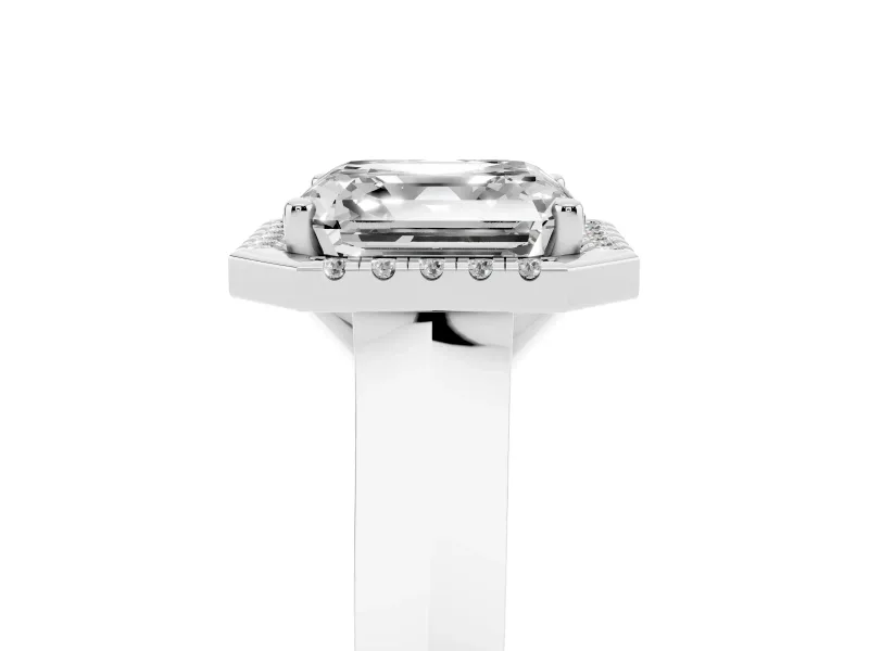 Asscher Cut Halo Engagement Ring Setting | Knife-Edge Band | Platinum