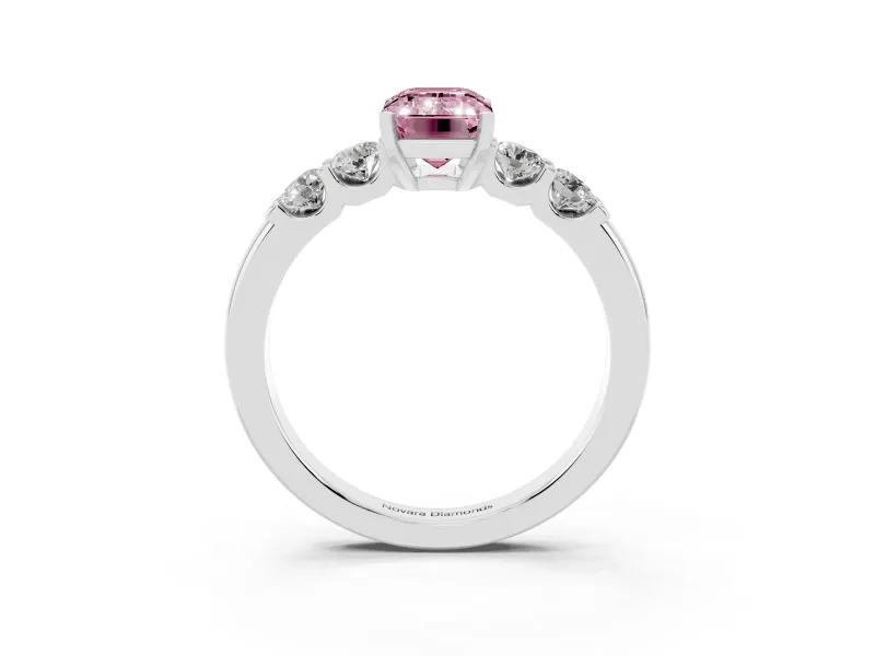 Emerald Cut Five Stone Engagement Ring Setting for a Fancy Pink Lab-Grown Diamond | Platinum