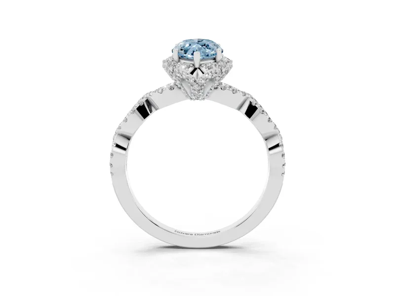 Marquise Halo Engagement Ring Setting for a Fancy Blue Lab-Grown Diamond | Sterling Silver - Design NV-24725