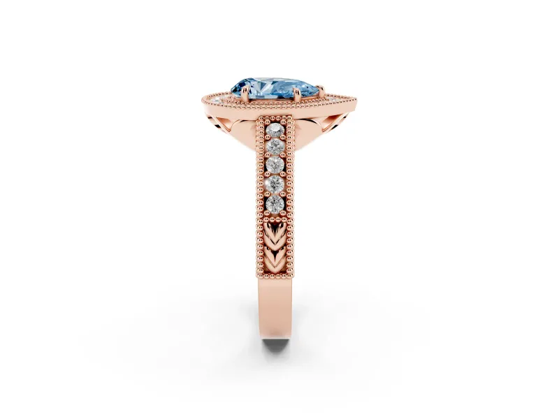 Pear-Shaped Halo Engagement Ring Setting for a Fancy Blue Lab-Grown Diamond | Rose Gold
