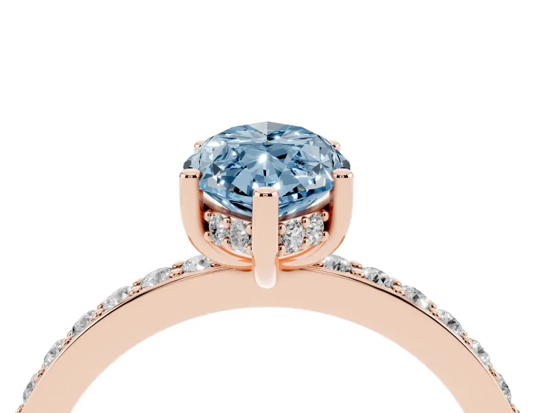 Marquise Hidden Halo Engagement Ring Setting for a Fancy Blue Lab-Grown Diamond | Rose Gold