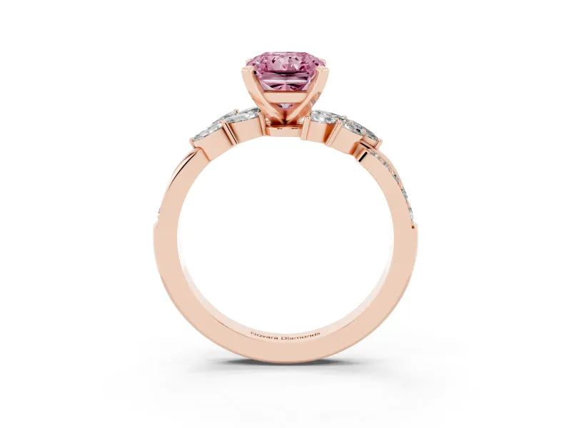 Radiant Cut Floral Engagement Ring Setting for a Fancy Pink Lab-Grown Diamond | Rose Gold