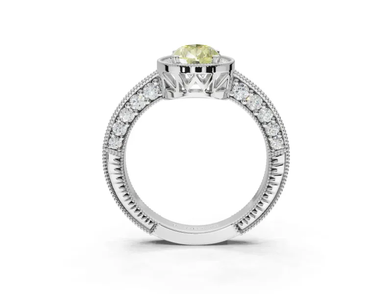 Pear-Shaped Halo Engagement Ring Setting for a Fancy Yellow Lab-Grown Diamond | Sterling Silver - Design NV-24532
