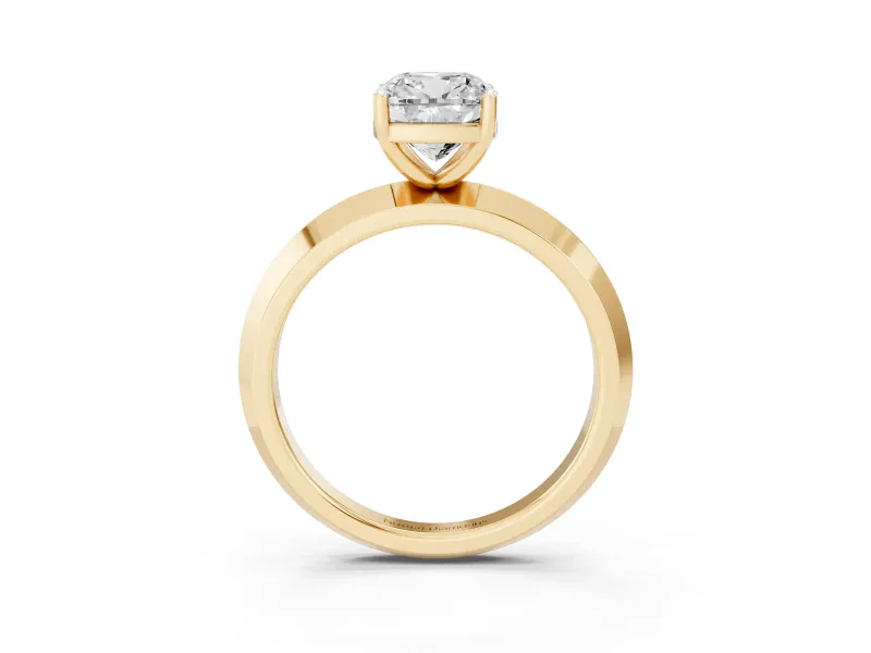 Cushion Cut Knife-Edge Solitaire Engagement Ring Setting | Plain Band | Yellow Gold