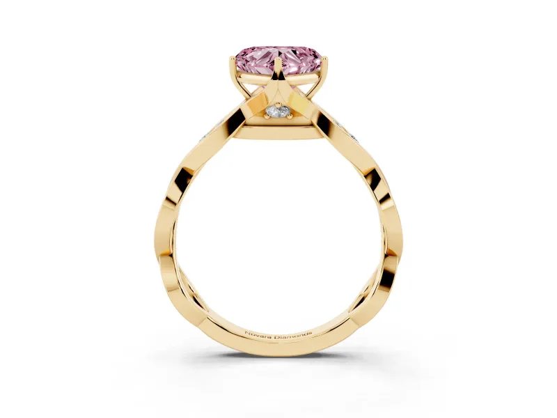 Heart-Shaped Twisted Infinity Engagement Ring Setting for a Fancy Pink Lab-Grown Diamond | Yellow Gold