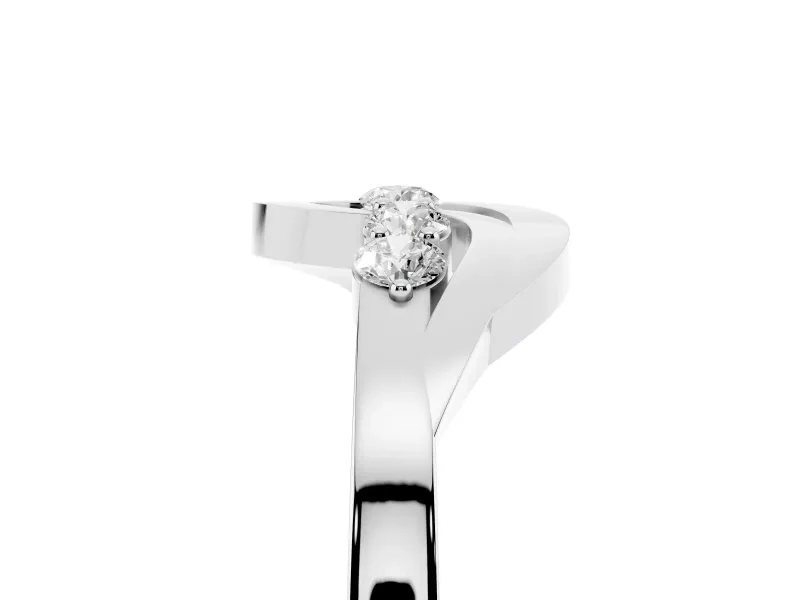 Round Diamond Five-Stone Crossover Band Set in Silver with Prong Setting